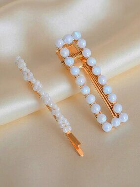  Ladies 2 Pearl Bobby Pin Clip Hair Accessories